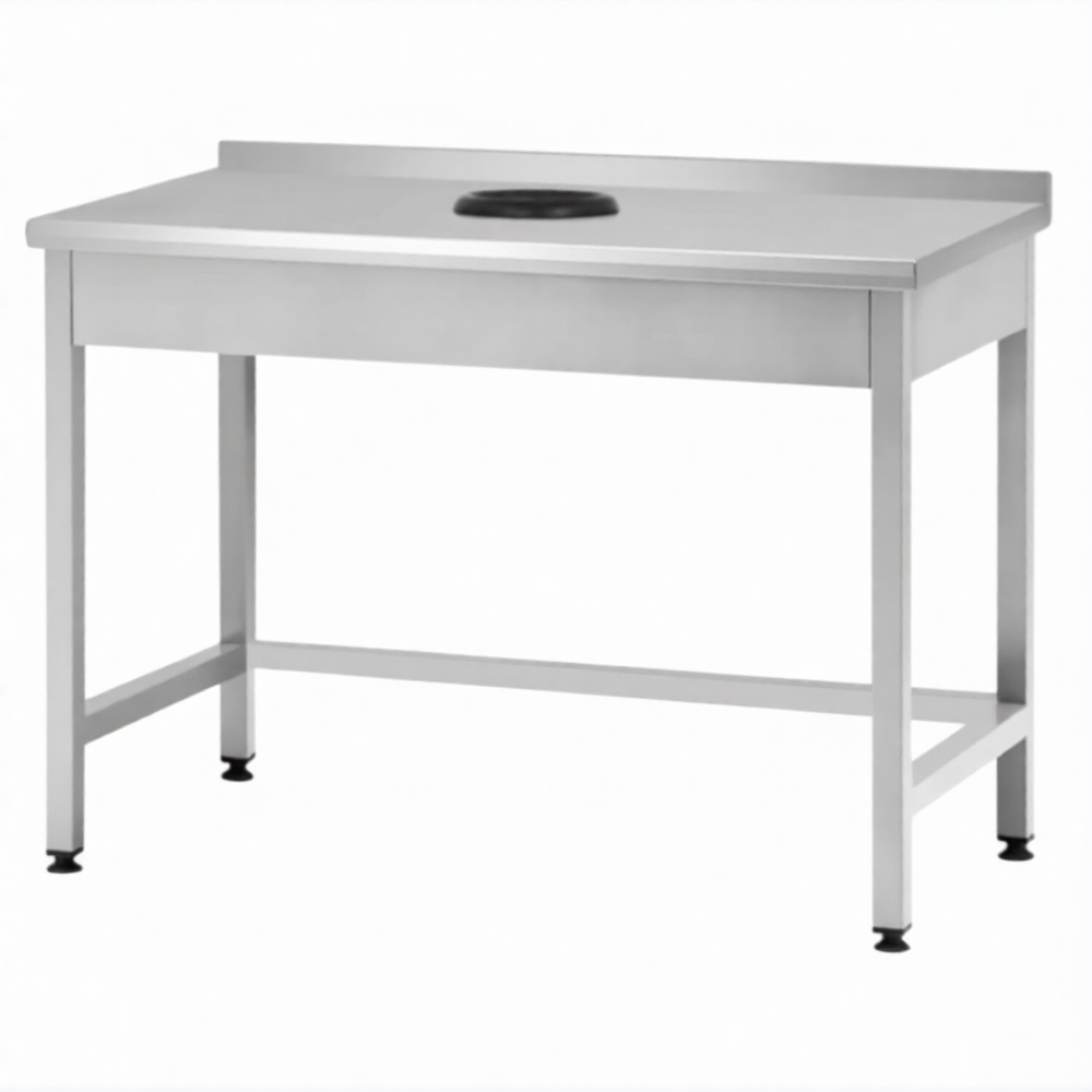 Стол производственный СПРп - 860х1000х600 «Profi Inox», сбор отходов, борт (полка-обвязка)