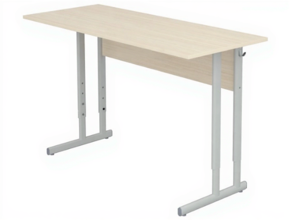 Стол школьный 2-местный 4-6 г/р регулируемый (дуб "Молочный", м/к серый, плоскоовальная труба)