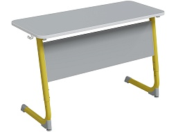 Стол 2-местный школьный 5-7 г/р "Альтер" АГРОТЕХ регулируемый (серый, м/к желтый)