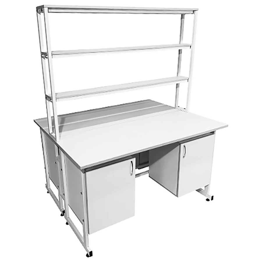 Стол лабораторный островной с надстройкой Сло 22.022 (белый)