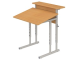 Стол с полкой и наклоном столешницы 0-35° школьный 1-местный 4-6 г/р регулируемый (бук, м/к серый, квадратная труба)