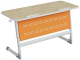 Стол 2-местный школьный 3-5 г/р "Логика" с наклоном столешницы 0-15° и перфорированным экраном (дуб "Бардолино"/оранжевый, м/к белый)