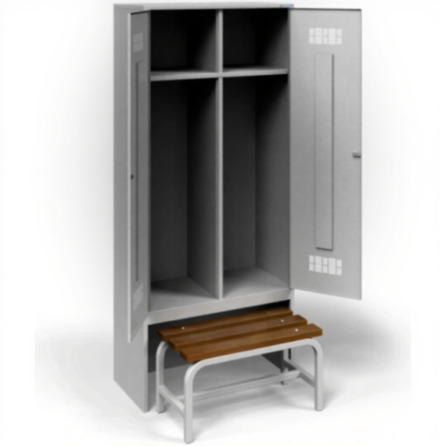 Шкаф для одежды металлический ШРВ-П-800 двухстворчатый с нишей под скамью