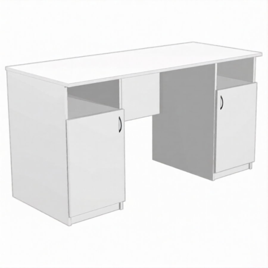 Стол рабочий с двумя тумбами СрТ-6 (ЛДСП белый)