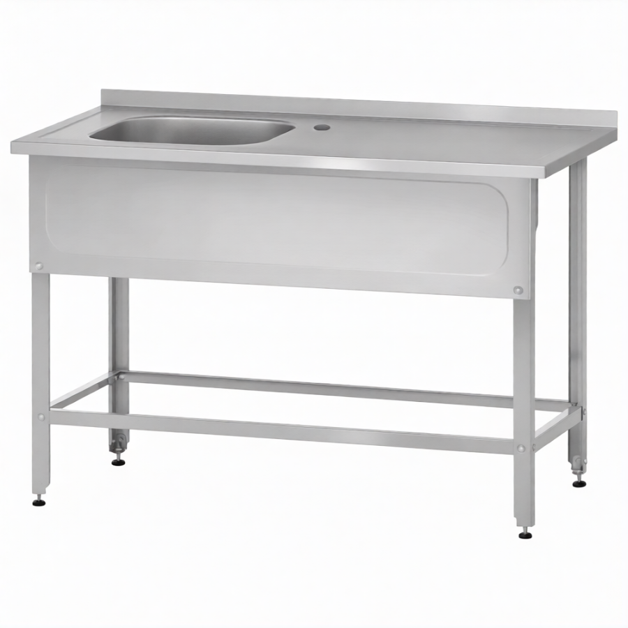 Ванна с рабочей поверхностью РПЦн  860х1000х600 правое м/о, борт, экран (ножка угловая)