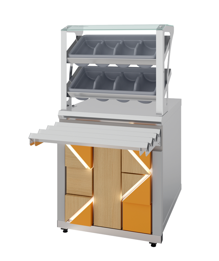 Прилавок для приборов Junior Luxstahl ПП (С)-600 Premium (нерж.)